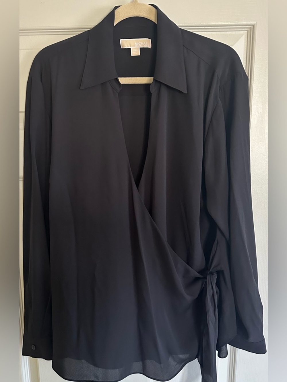 MICHAEL Michael Kors Black Wrap-Front Blouse